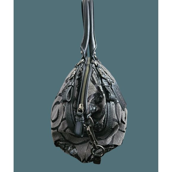 Coach Y2K Glam/Street Glam Dressy Flashy Sequins Madison Op Art Sophia Satchel - Picture 3 of 13